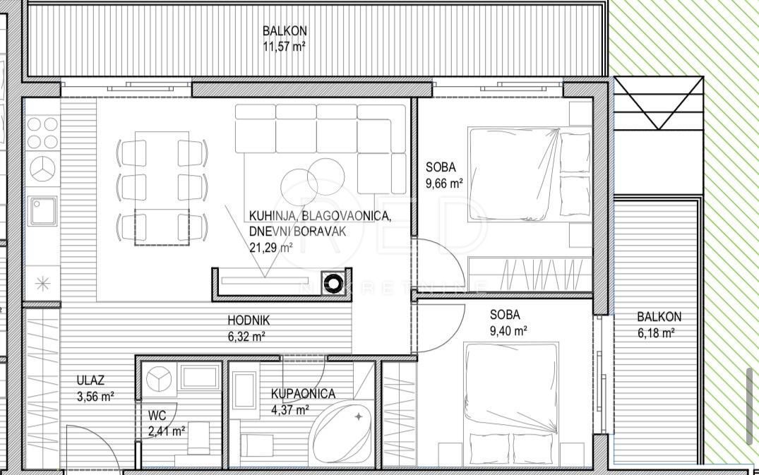 Appartamento Sukošan, 7. domobranske pukovnije HV, 57,77m2