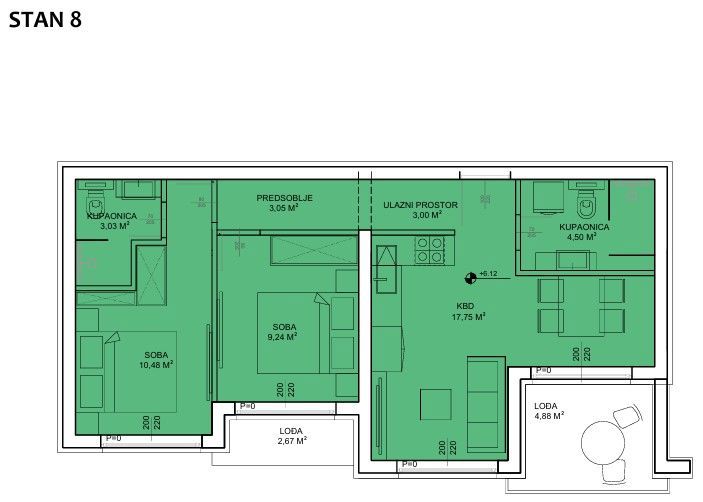 Appartamento Sveti Petar na Moru, Sveti Filip I Jakov, 80m2