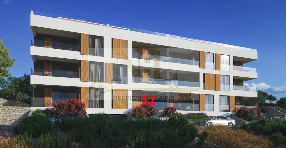 Appartamento S2, vicino al mare e alla spiaggia, garage, vista dall'alto