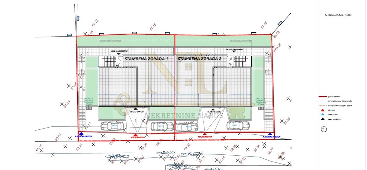 Appartamento S2, vicino al mare e alla spiaggia, garage, vista dall'alto