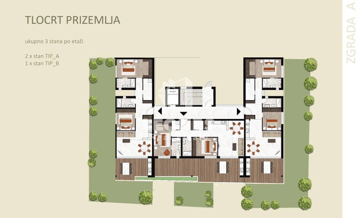 Appartamento di qualità al piano terra in costruzione in un'ottima posizione con giardino e vista mare a Cittanova