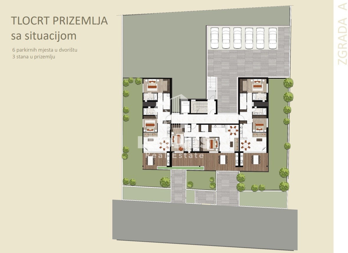 Appartamento di qualità al piano terra in costruzione in un'ottima posizione con giardino e vista mare a Cittanova