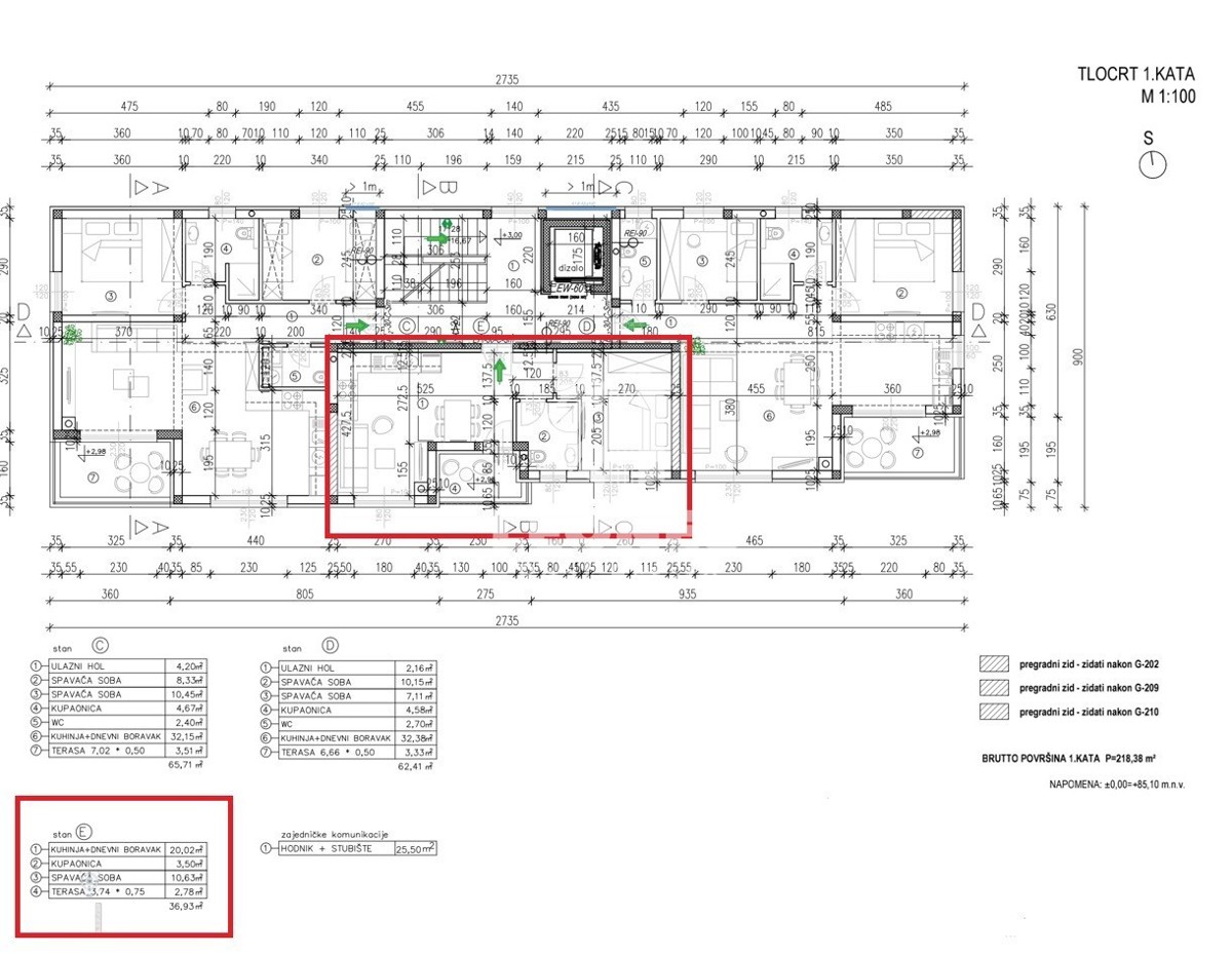 Appartamento in un nuovo edificio con ascensore a Tar in una buona posizione con una camera da letto e due posti auto