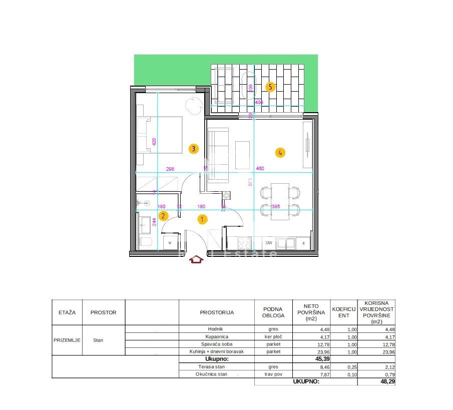 Appartamento modernamente arredato al piano terra di un edificio di nuova costruzione a Umago