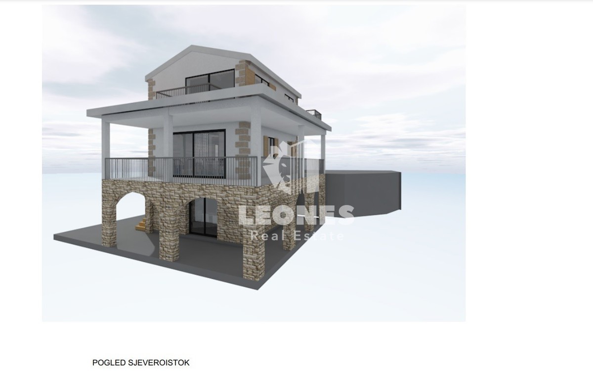 Terreno edificabile con progetto concettuale e vista su Motovun a Visinada