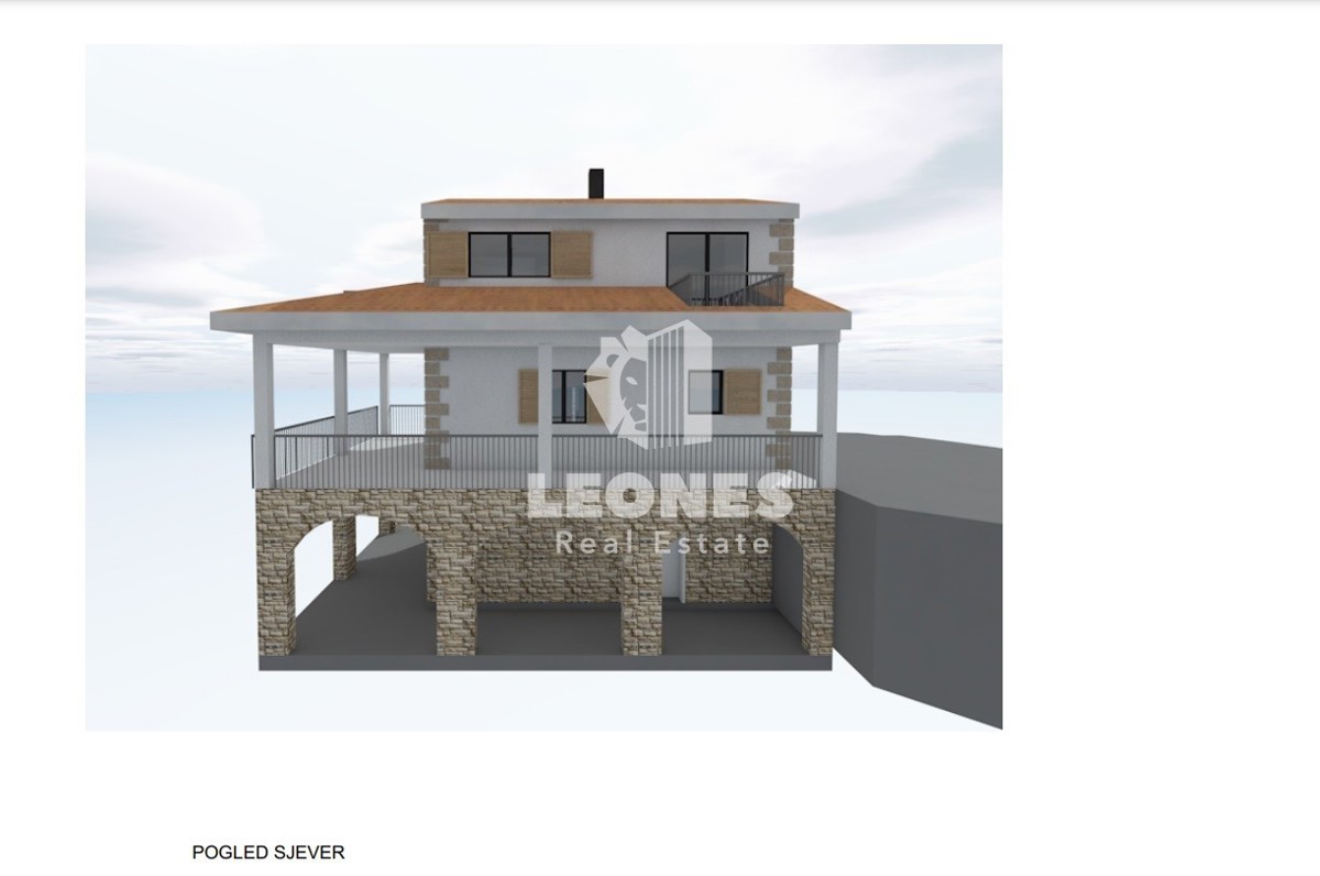 Terreno edificabile con progetto concettuale e vista su Motovun a Visinada