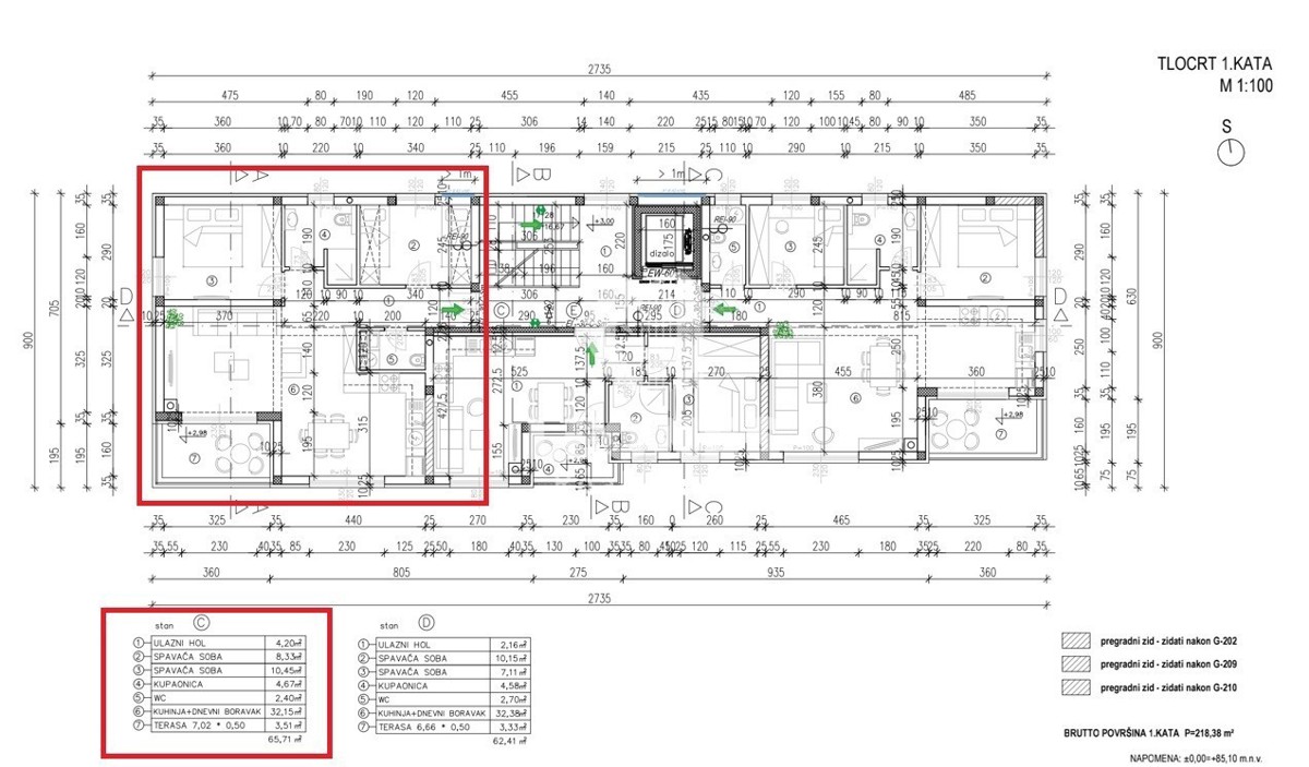 Moderno appartamento al primo piano in una nuova palazzina con ascensore a Tar