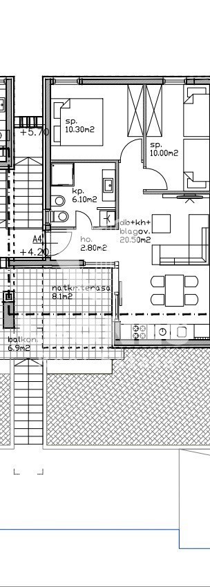 Spazioso appartamento in una nuova costruzione al secondo piano a Lovrečica