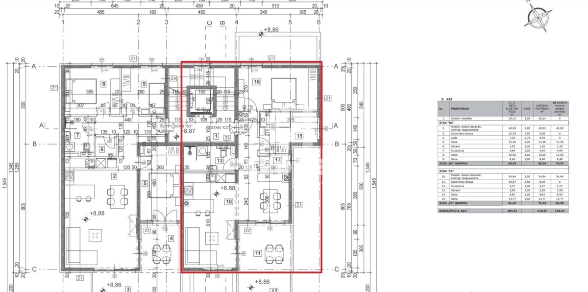 Confortevole appartamento con terrazza panoramica al terzo piano di una palazzina di nuova costruzione con ascensore a Tar