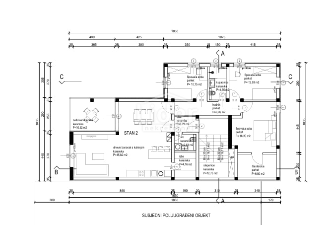 Appartamento per vacanze Kanfanar, 83,50m2