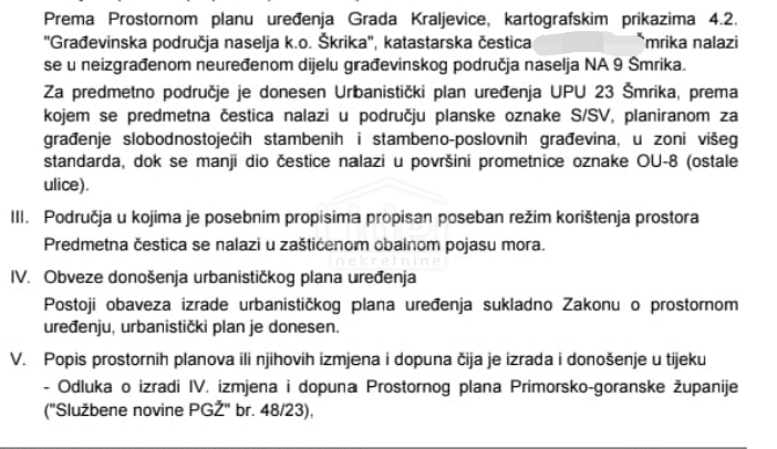 Terreno Šmrika, Kraljevica, 507m2