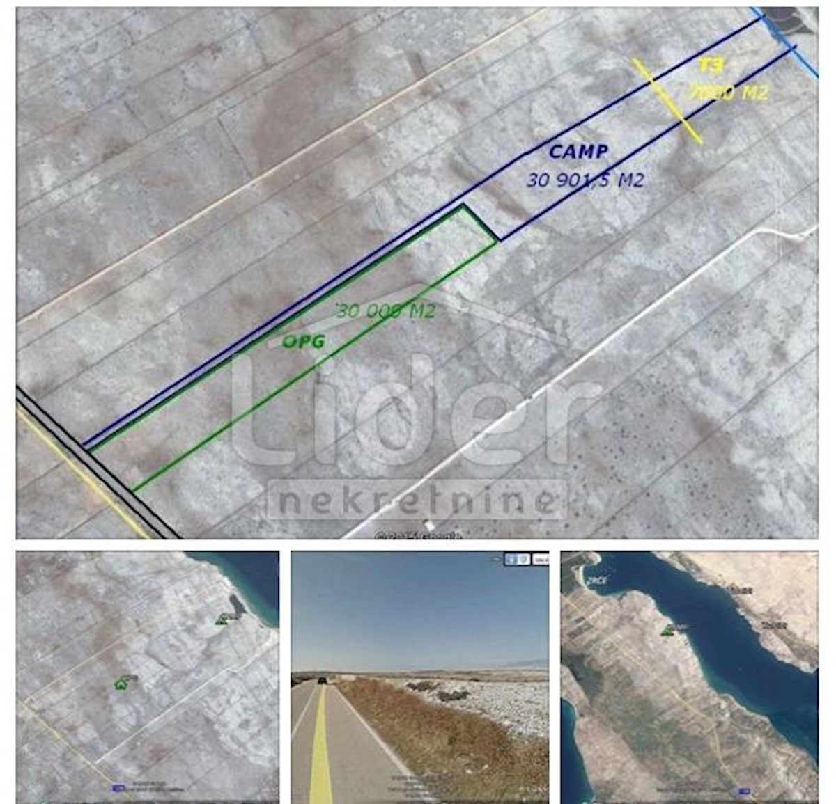 Terreno Pag, 134.803m2, nelle immediate vicinanze della spiaggia di Zrće, 1° FILA DAL MARE