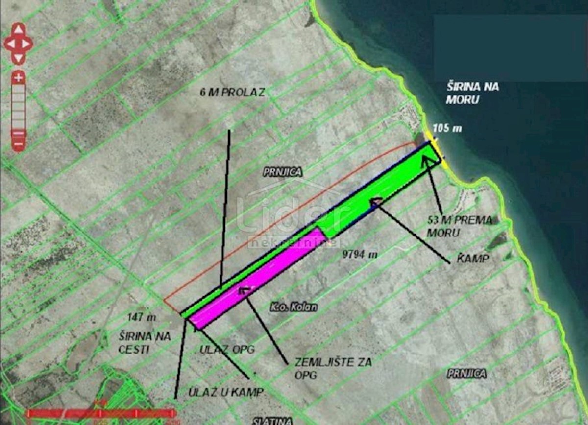 Terreno Pag, 134.803m2, nelle immediate vicinanze della spiaggia di Zrće, 1° FILA DAL MARE