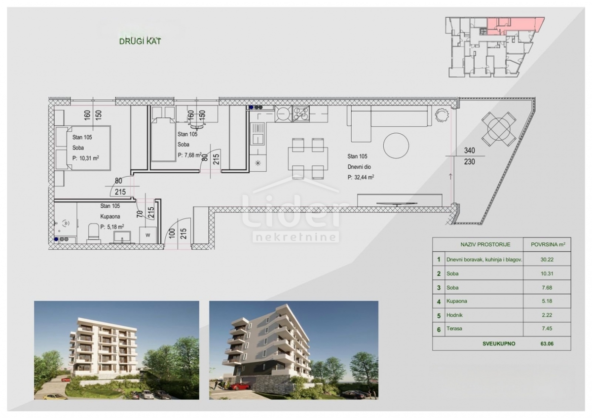 Appartamento Zamet, Rijeka, 64,11m2
