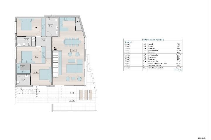 Appartamento per vacanze Krk, 134,90m2