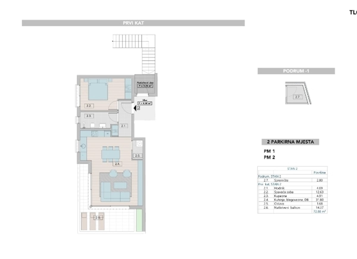 Appartamento per vacanze Krk, 72,88m2