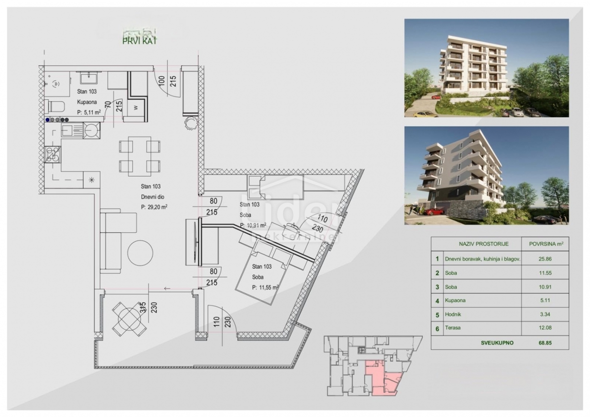 Appartamento Zamet, Rijeka, 64,11m2