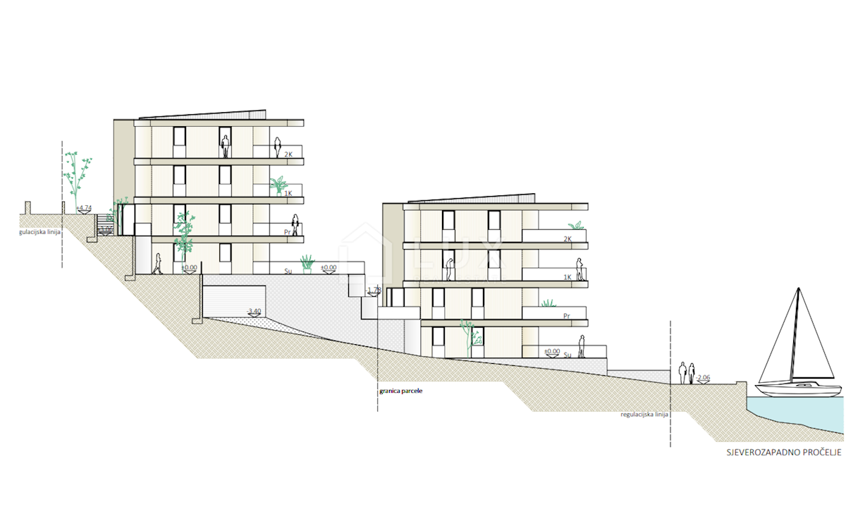 CRIKVENICA - piano terra, nuova costruzione, 1a fila dal mare