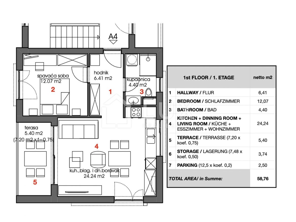 PEROJ - appartamento 59m2 1° piano, nuova costruzione