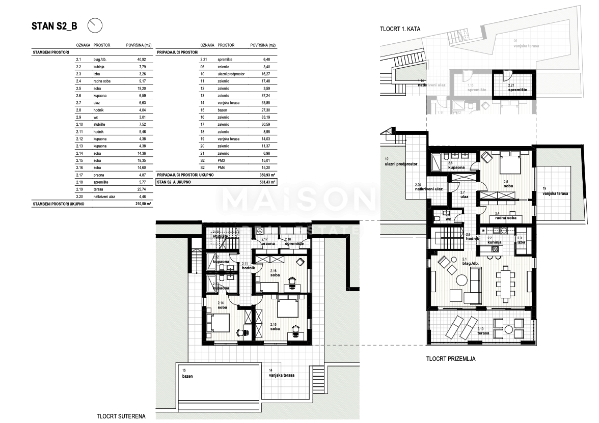 Kostrena, appartamento quadrilocale con giardino e piscina, vista mare
