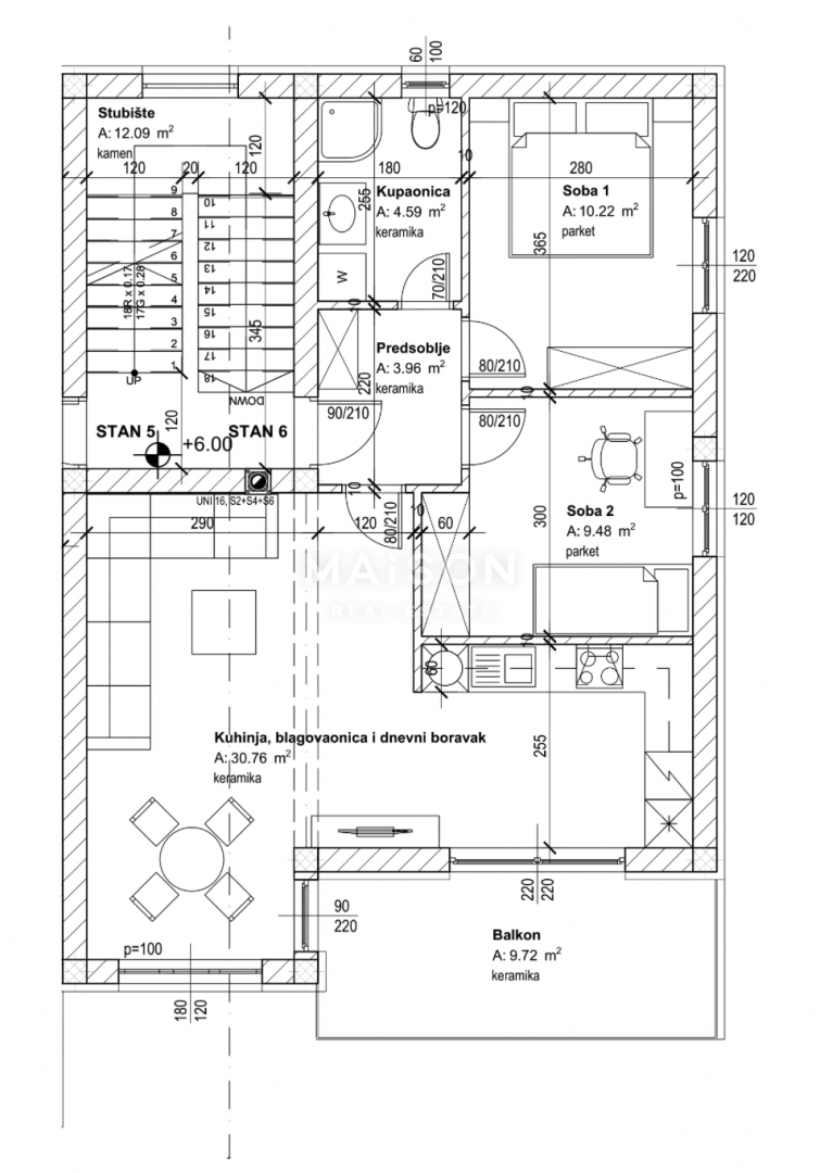 Appartamento Marčelji, Viškovo, 68,73m2