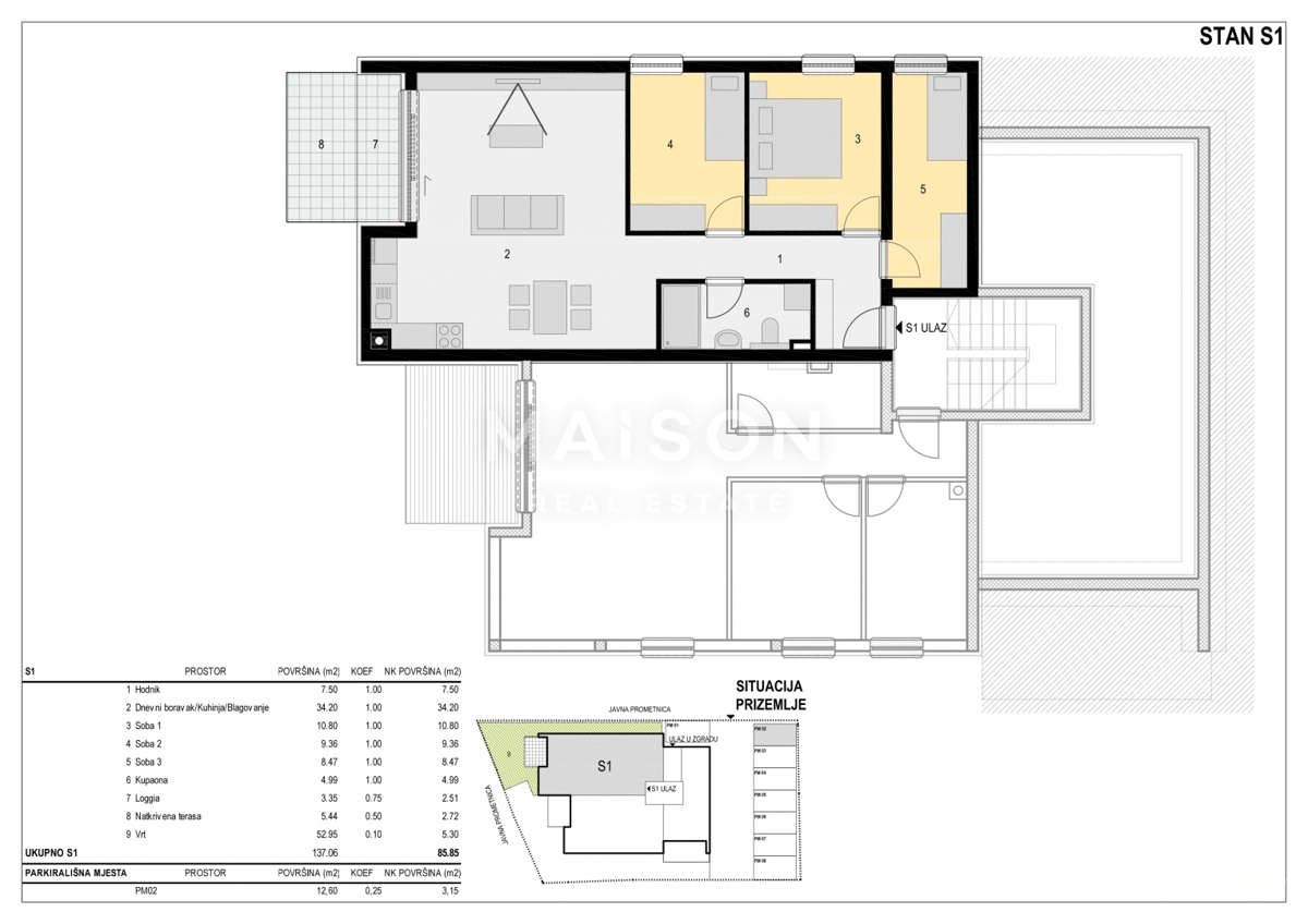 Appartamento Mandre, Kolan, 85,85m2