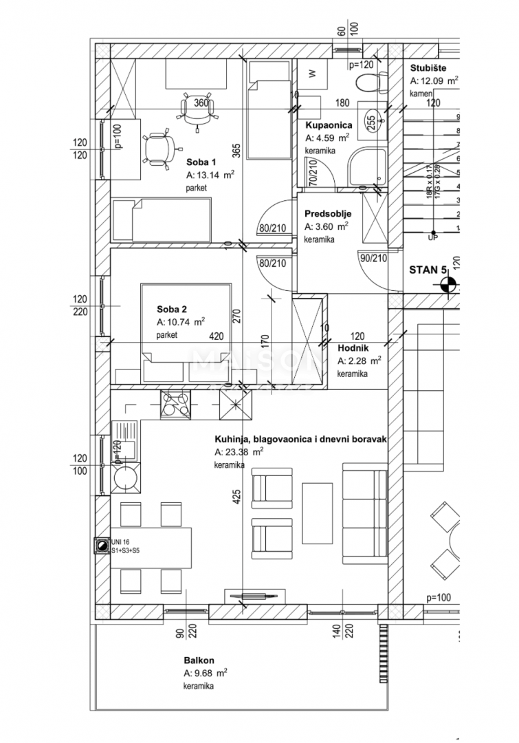 Appartamento Marčelji, Viškovo, 67,41m2