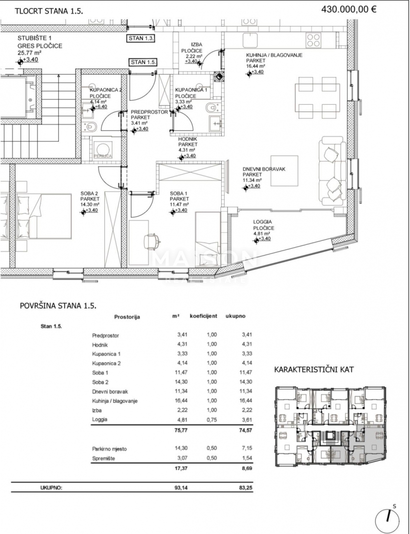 Appartamento Cres, 93,14m2