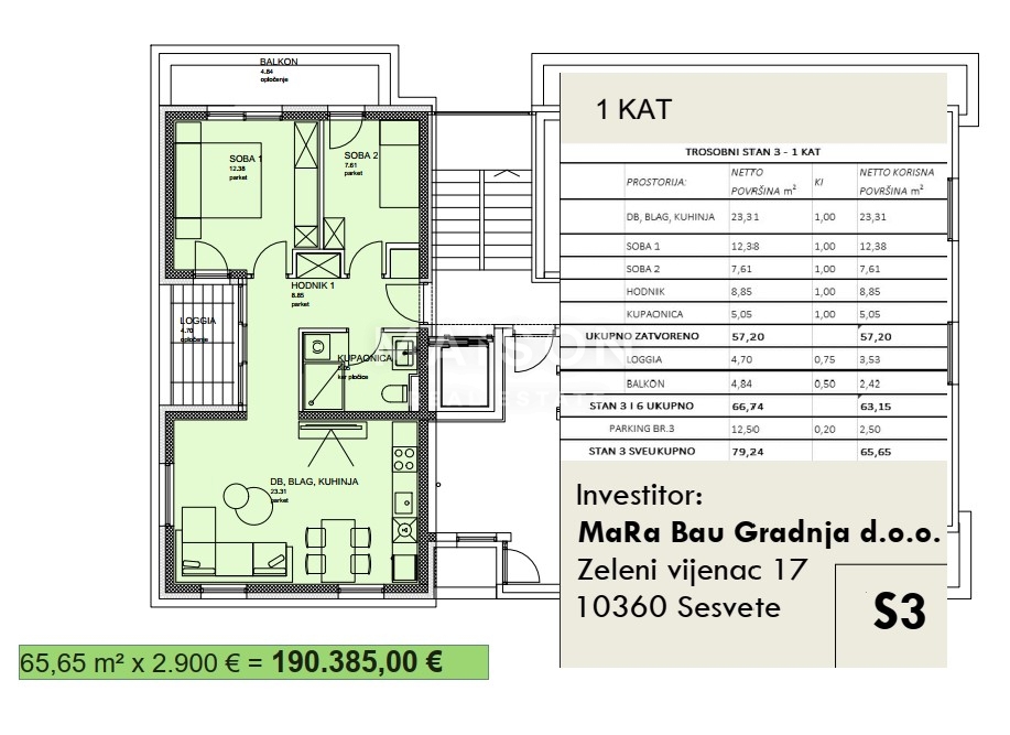 Appartamento Sesvetski Kraljevec, Sesvete, 80,55m2
