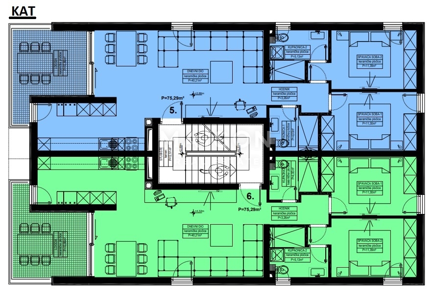 Appartamento Mandre, Kolan, 90,30m2