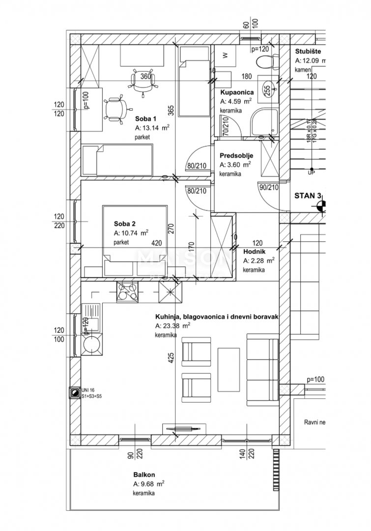 Appartamento Marčelji, Viškovo, 67,41m2