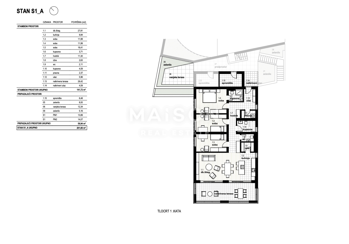 Kostrena, Trilocale con giardino e vista sul Quarnaro