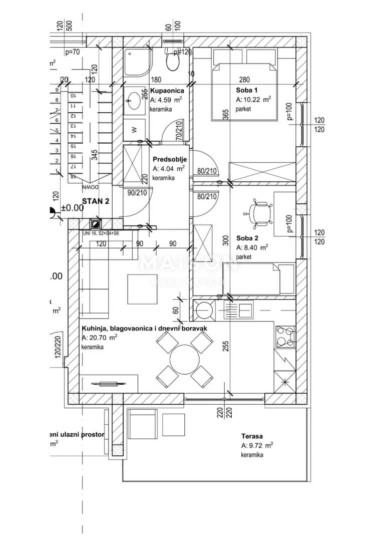 Appartamento Marinići, Viškovo, 57,67m2