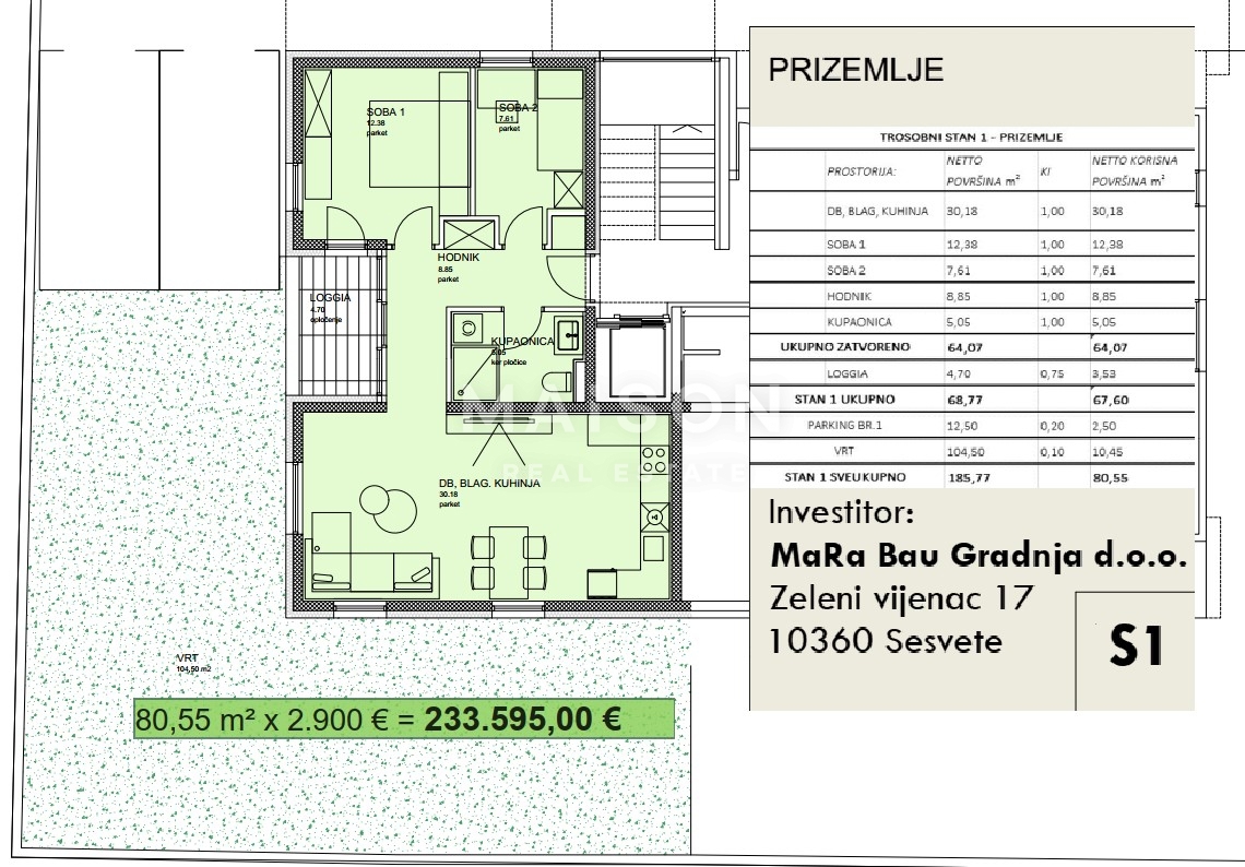 Appartamento Sesvetski Kraljevec, Sesvete, 80,55m2