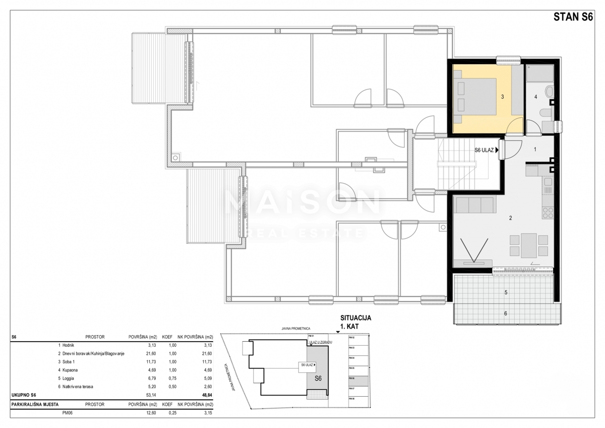 Appartamento Mandre, Kolan, 48,84m2