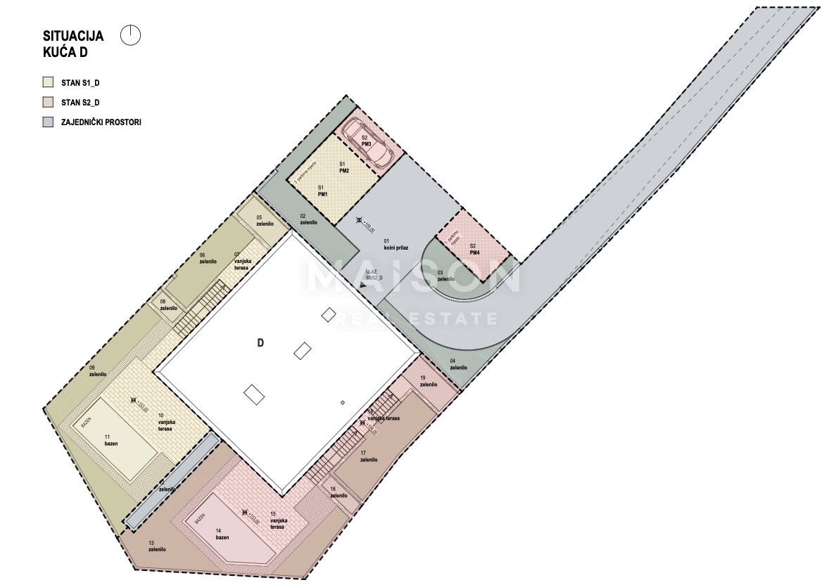 Kostrena, appartamento trilocale con giardino curato e piscina