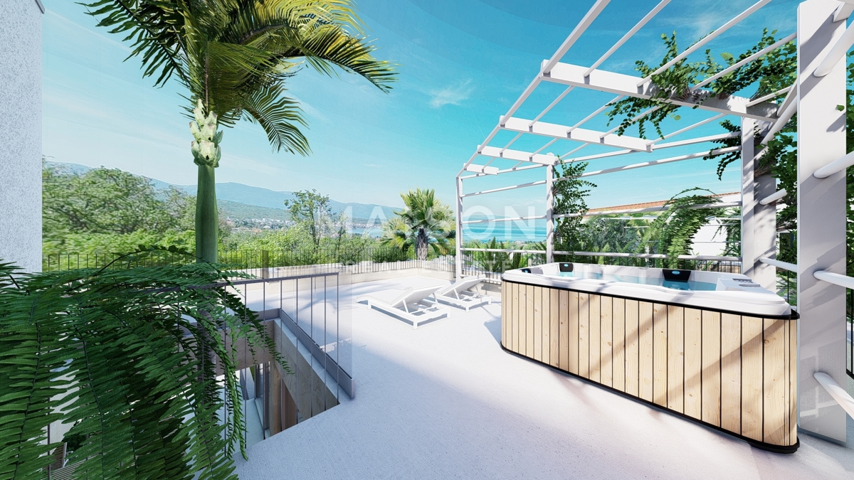 Isola di Krk, Malinska, villa di lusso all'interno di un resort con vista mare