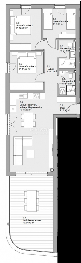 Appartamento Vodice, 81,21m2