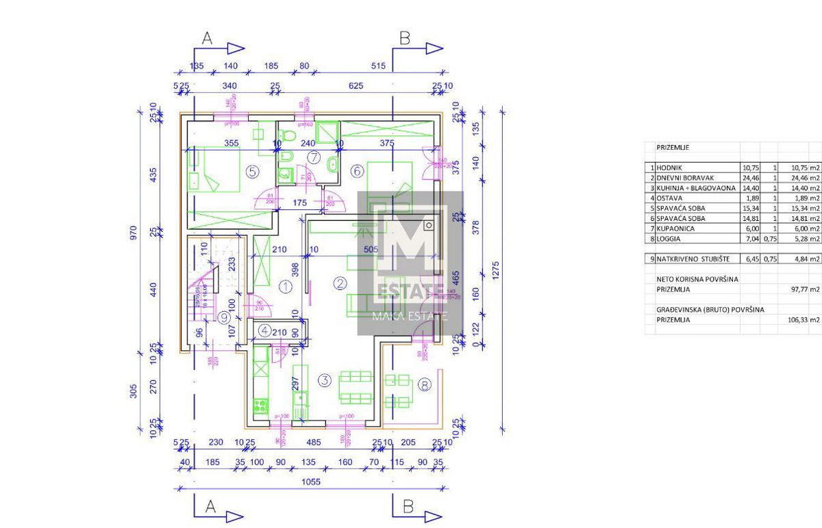 Parenzo, dintorni, Appartamento 98m2 al piano terra in fase Roh-bou