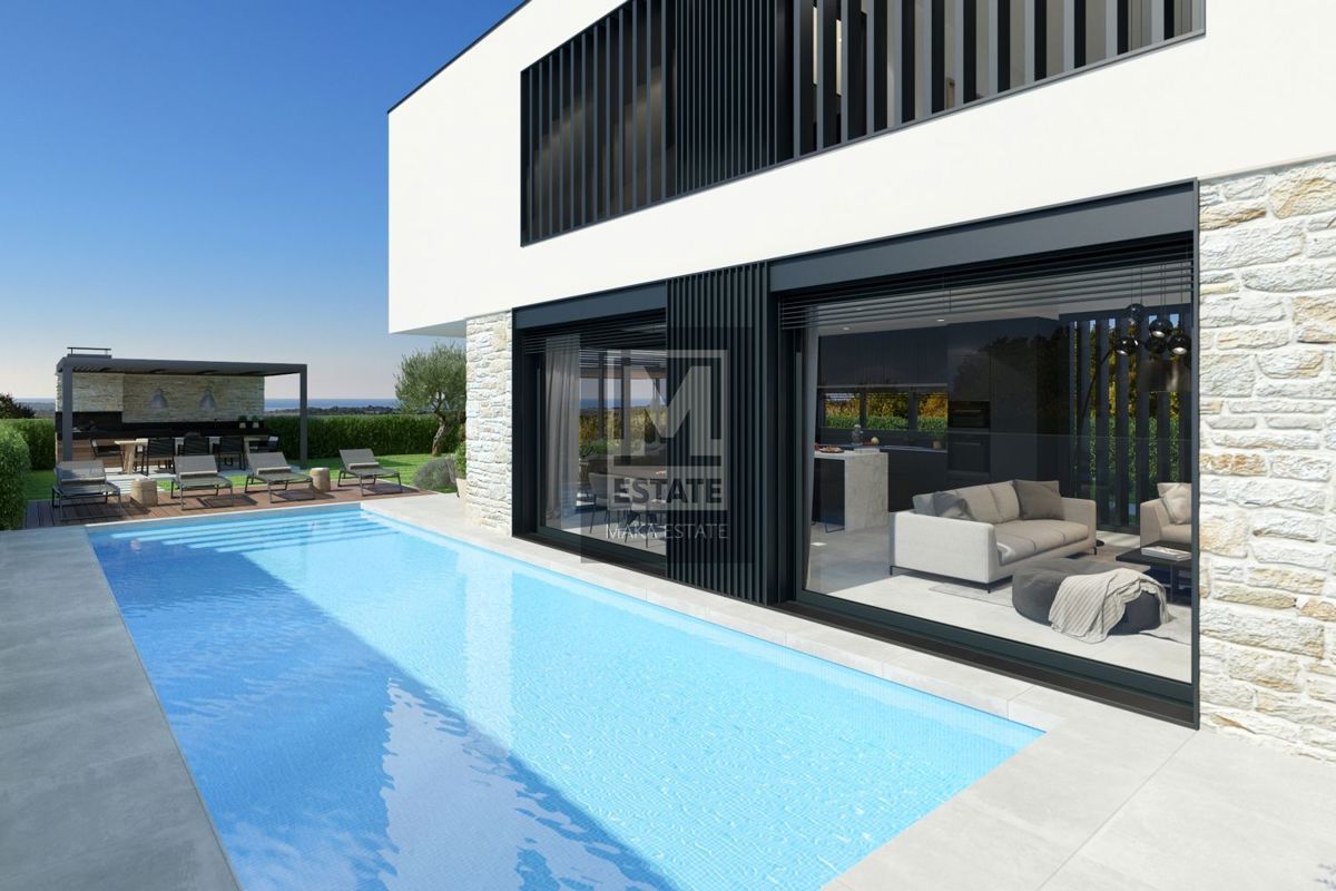 Parenzo, dintorni, lussuosa villa moderna con vista mare!