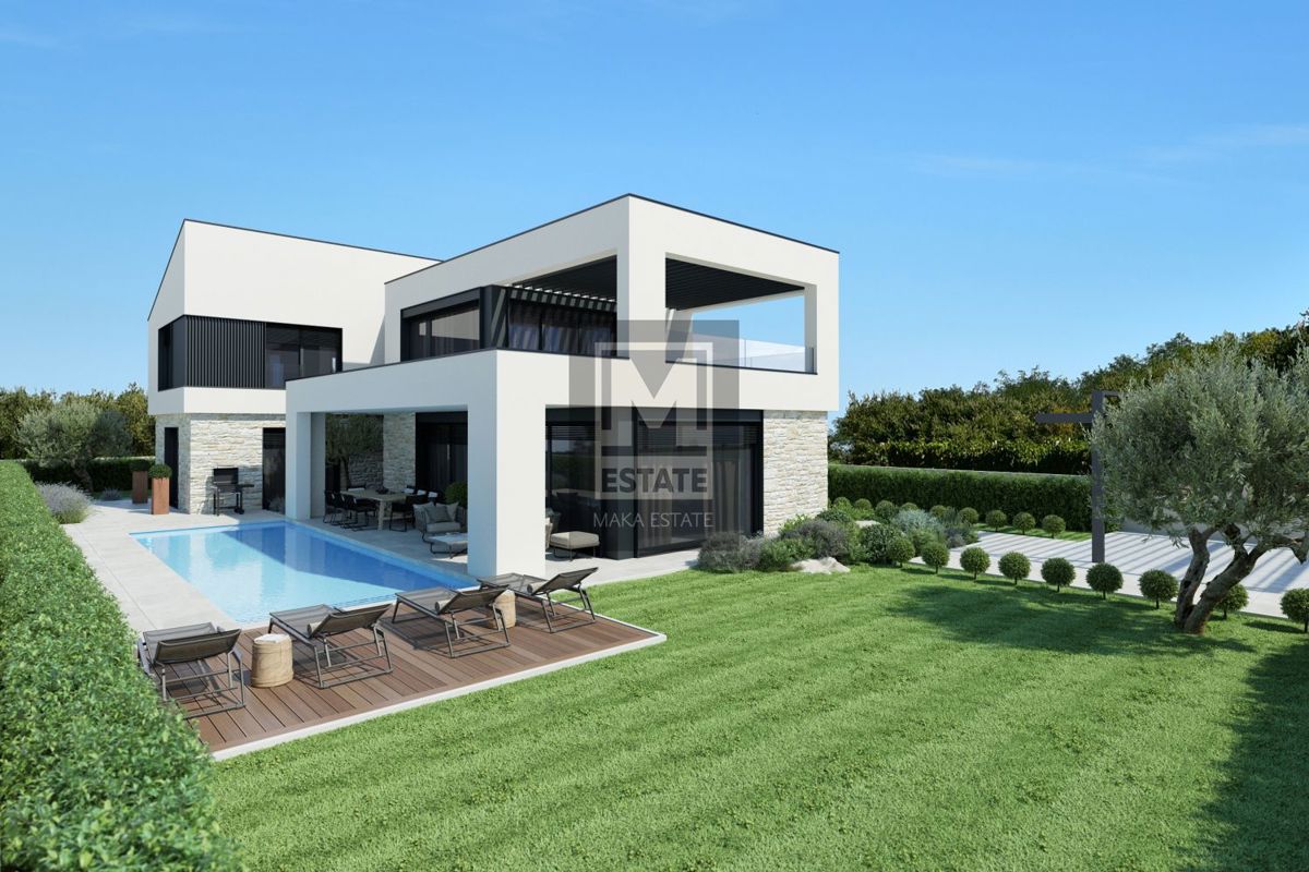 Parenzo, dintorni, lussuosa villa moderna con vista panoramica sul mare!