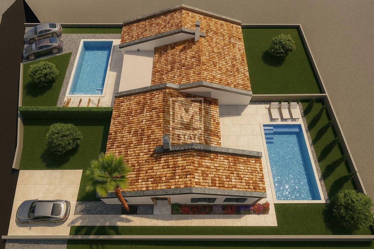 Parenzo, dintorni, moderna casa a un piano con piscina in fase di completamento!