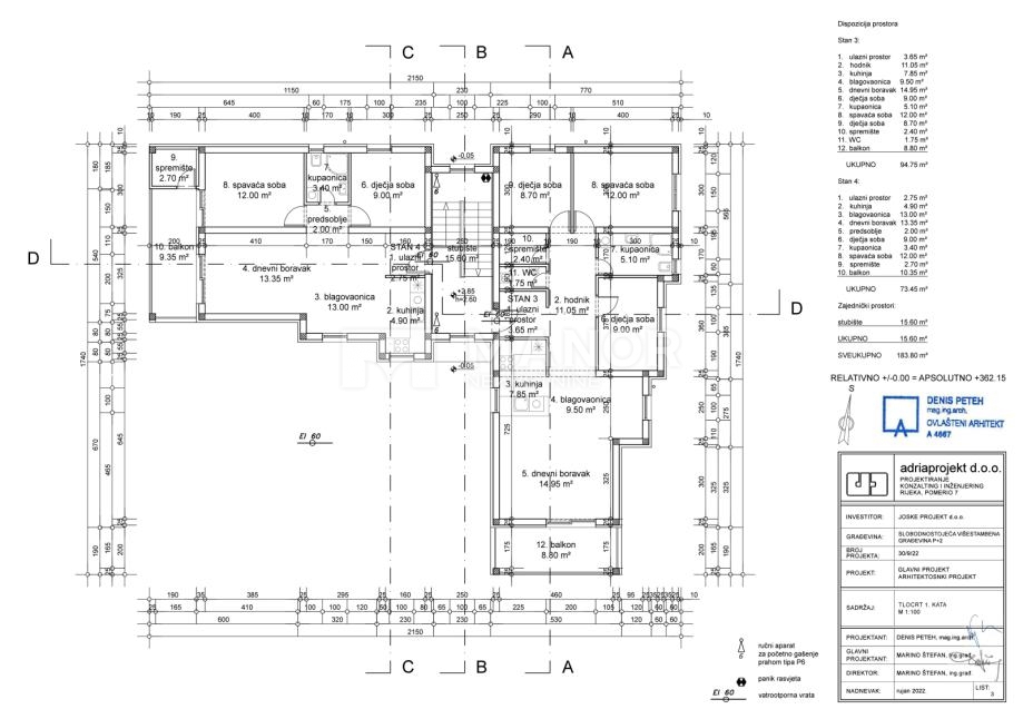 Appartamento Mladenići, Viškovo, 84m2