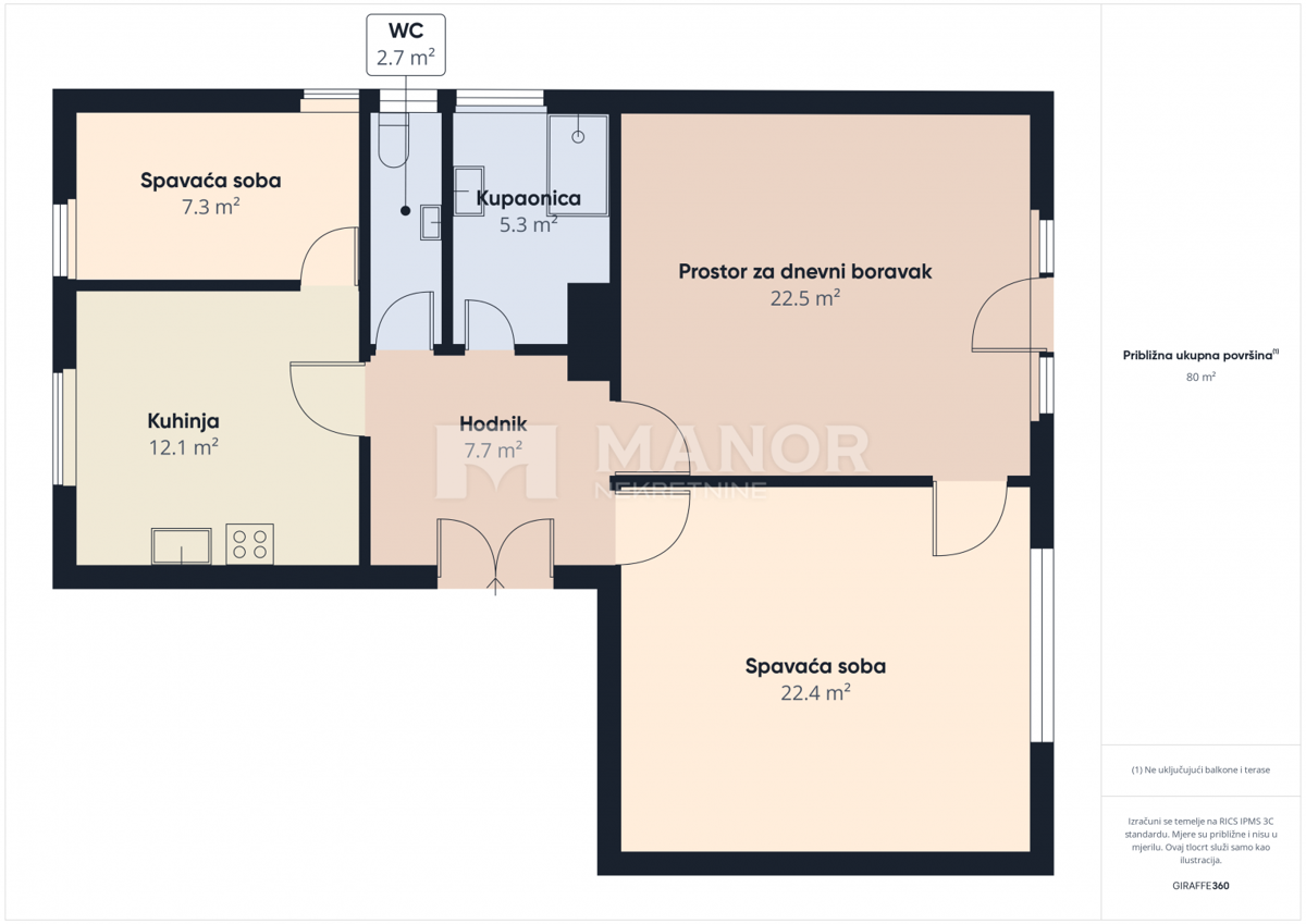 Appartamento Trsat, Rijeka, 78m2