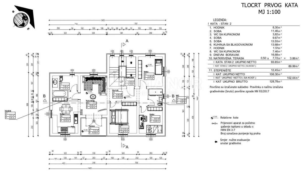 Appartamento Kastav, 93,85m2