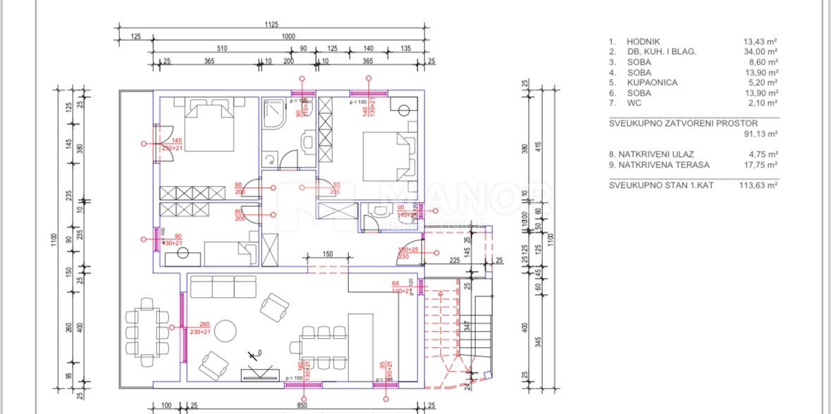 Appartamento Srdoči, Rijeka, 114m2