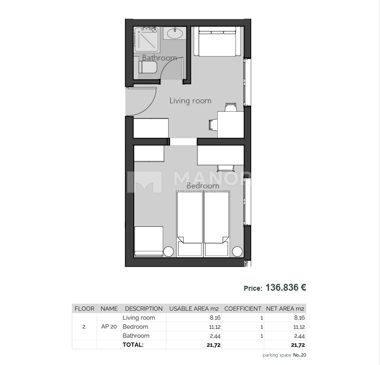 Appartamento Crikvenica, 23,03m2