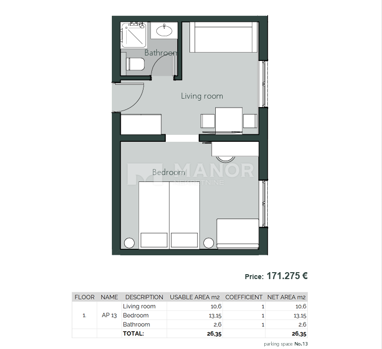 Appartamento Crikvenica, 23,03m2