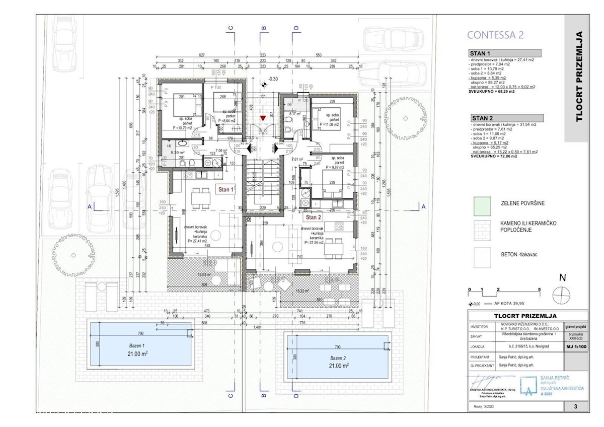 Contessa Residence 5., appartamento 1., con piscina al piano terra, nuova costruzione, Cittanova, Istria