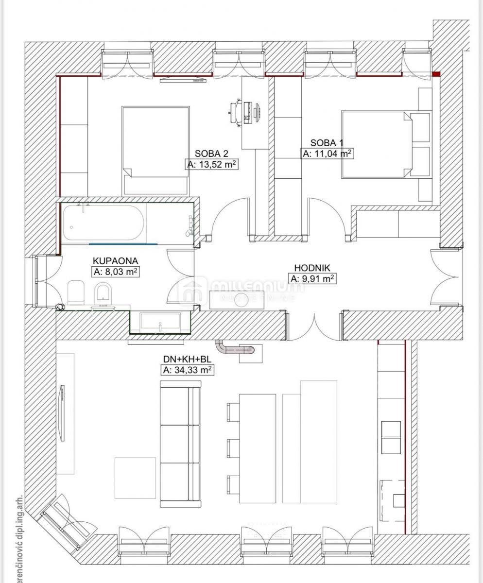 Appartamento Bulevard, Rijeka, 76,50m2